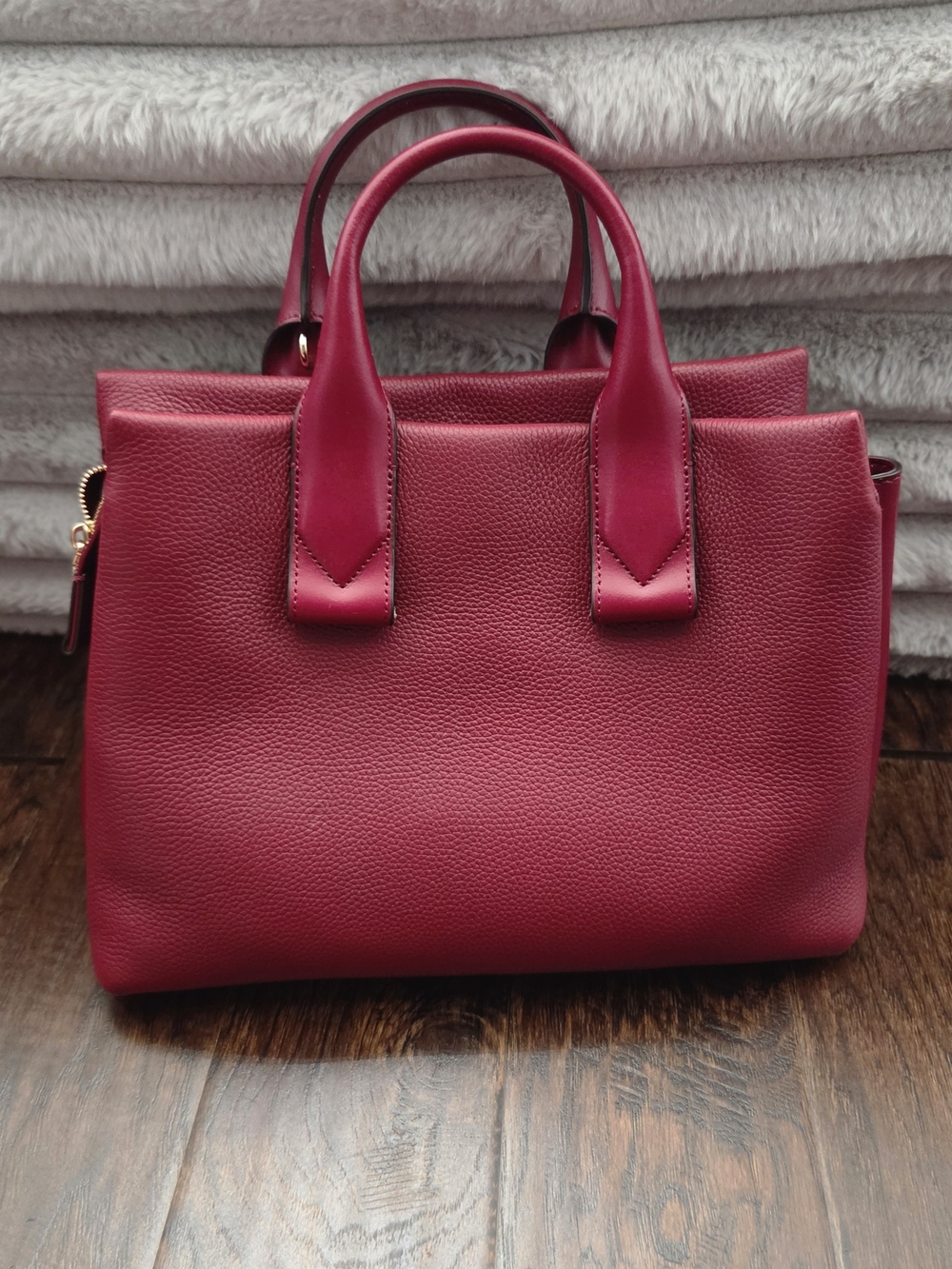 NWT Michael Kors Rollins Large Leather Satchel Bag Maroon - Picture 2 of 8